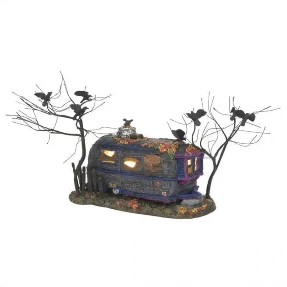 Department 56 Halloween Snow Village Retired Cackling Crow Caravan Dept 56 Lamp - Picture 2 of 12